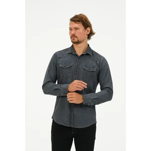 Catto Peak Slim Fit Denim Cepli Gömlek