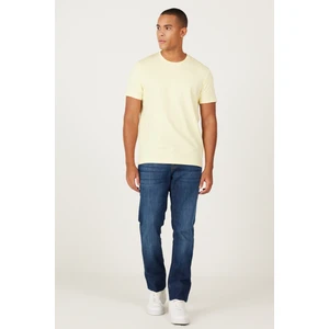 ALTINYILDIZ CLASSICS Erkek Sarı Slim Fit Dar Kesim Bisiklet Yaka Pamuklu Tişört
