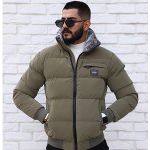 Erkek Slim Fit Şişme Mont Koyu Yeşil