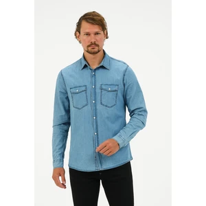 Catto Peak Slim Fit Denim Cepli Gömlek