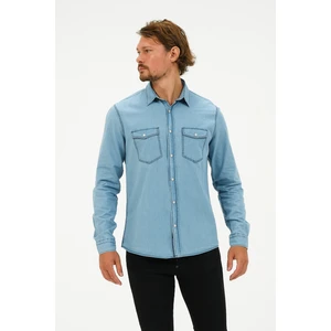 Catto Peak Slim Fit Denim Cepli Gömlek