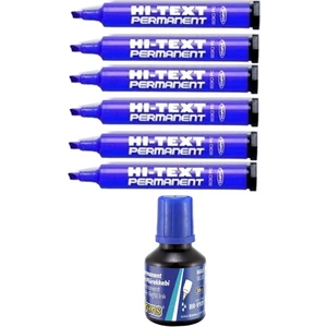 Mavi Kesik Uçlu Markör Permanent Kalem 6 Adet Hı Te x t Marker Mürekkep Siyah 30 ml 1 Adet Brons Koli Kalemi