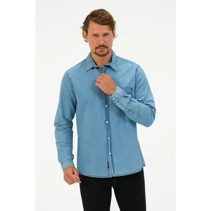 Catto Peak Slim Fit Denim Cepli Gömlek