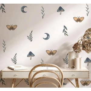 Lizpo Decor Kelebek Mantar, Ay Pastel Renklii Kelebek Boho Duvar Dekorasyon Seti