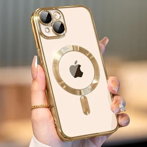 iPhone 15 Uyumlu Kılıf Kamera Lens ve Hoparlör Toz Korumalı Magsafe Şarj Özellikli Esnek Silikon