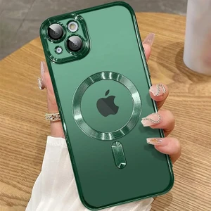 iPhone 15 Uyumlu Kılıf Kamera Lens ve Hoparlör Toz Korumalı Magsafe Şarj Özellikli Esnek Silikon