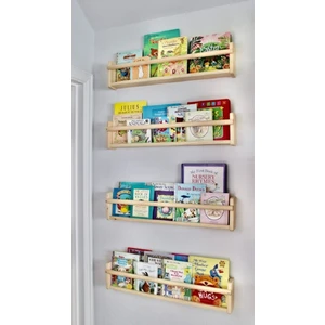 Aden Home Montessori Çocuk ve Bebek Odası Duvar Rafı, Eğitici Kitaplık, 4'lü Set, 60CM, ACKTP04