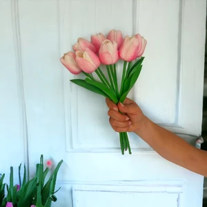 Yapay Çiçek Islak Lale Bebek Pembesi 8'li Demet