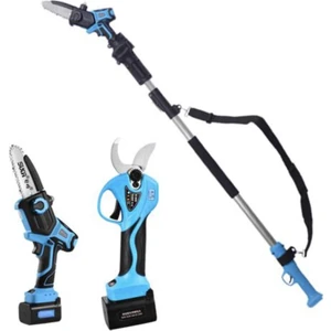 Sc 8611 + 5808 Uzatma Aparatlı Akülü Budama Makası Ve Testere 40 Mm