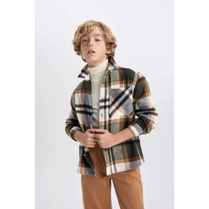 Erkek Çocuk Oversize Fit Kareli Flanel Uzun Kollu Gömlek W5266A623WN