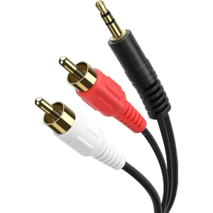 3,5 mm Stereo Erkek - 2rca Erkek (Sağ ve Sol) Rca Ses Kablosu 1.5 Metre Stereo Lale
