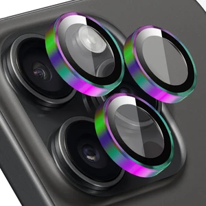 Buff iPhone 15 Pro Max / 15 Pro Kamera Metal Lens Koruyucu Colorful