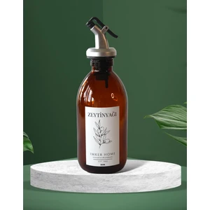 Imker Home Amber Cam Damlatmaz Başlıklı Zeytinyağı Şişesi 250ML Sıvıyağlık Yağdanlık