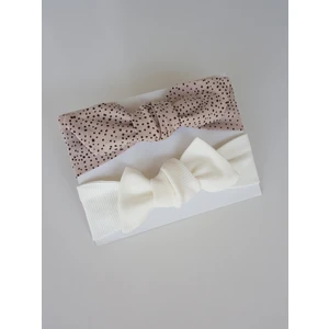 Swan Butik Kız Çocuk Bebek Bandana Toka Seti 2'li Benekli Bej Krem Ribana