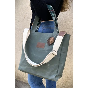 Sofist İstanbul Çam Yeşili Pera Waxed Canvas Tote Bag Mumlu Kanvas Ayarlanabilir Askılı Kadın Kol ve Omuz Çantası