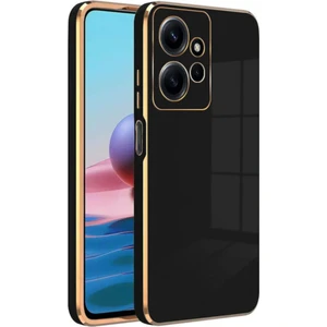 Xiaomi Redmi Note 12 Kılıf Parlak Kenarlı Altın Işlemeli Kamera Korumalı Kapak