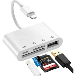 Zrh Apple ile Uyumlu Lightning To USB Lightning Micro Sd Tf Kart Okuyucu Çevirici Dönüştürücü Adaptör