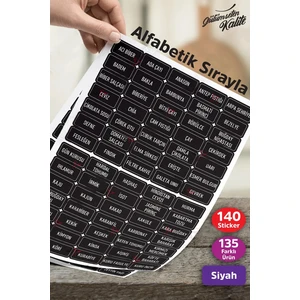 Kt Grup Siyah 180 Adet Baharat Bakliyat Kuruyemiş Kavanoz Etiketi Sticker Düzenleyici
