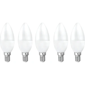 6W Dekoratif LED Mum Ampul Buji 5'li Paket Beyaz Işık E14 Avize Lambası Ince Duy Küçük Ampul