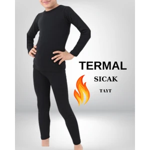 Pamuklıu Likralı Basic Termal Erkek Çocuk Tayt Çocuk Kışlık Termal Tayt