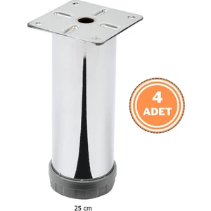 4 Adet Mobilya Ayağı Metal 25 cm Alttan Ayarlı 42 mm Krom Ayak