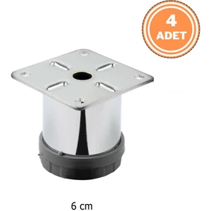 4 Adet Mobilya Ayağı Metal 6 cm  Alttan Ayarlı 42 mm Krom Ayak