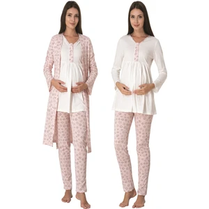 Pembe Sabahlıklı Hamile Lohusa Pijama Takımı