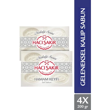 Hacı Şakir Hamam Keyfi Geleneksel Saf Beyaz Sabun 8x200 gr – Doğal, Ferahlatıcı ve Cildi Yumuşatan
