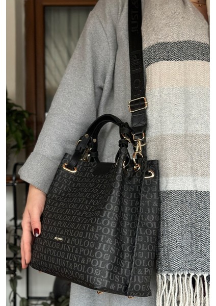 4 Bölmeli Büyük Boy Örgülü Model Ayarlanabilir Askılı Kadin Omuz Cantasi 2180 Siyah