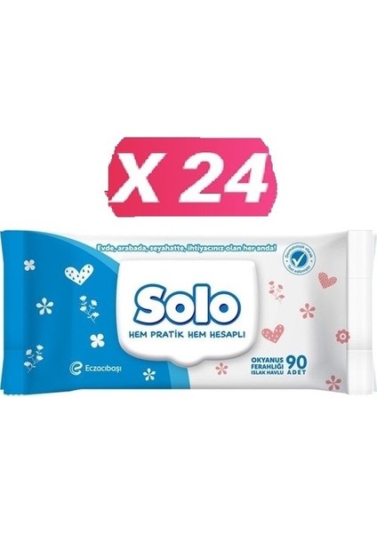 Solo Okyanus Ferahlığı 90 Yaprak 24'lü Paket Islak Havlu