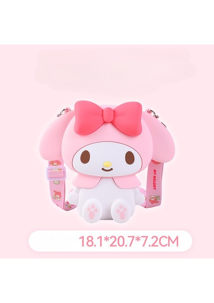 Sanrio Oturan Melody Büyük Cep Telefonu Çantası Sevimli Çocuk Silikon Crossbody Çanta (Yurt Dışından)