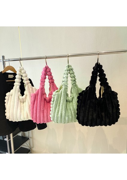 Peluş Bag Kadın Sonbahar ve Kış Moda Omuz Çantası Çanta Büyük Kapasite Tote Çanta (Yurt Dışından)