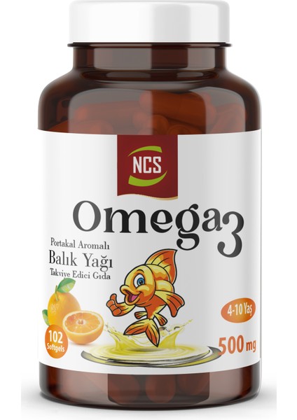 Omega 3 Balık Yağı 500 mg 102 Softgel Portakal Aromalı