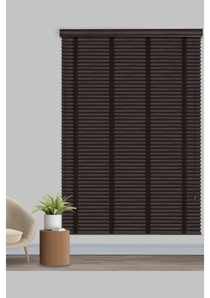 BL335-50 Kahverengi Ahşap Desen Blackout Polywood Jaluzi