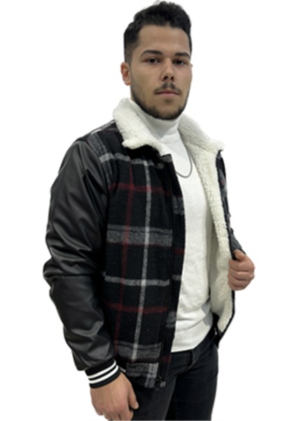 Erkek İçi Kürklü Kolları Deri Kaşa Ceket Siyah fiyatları