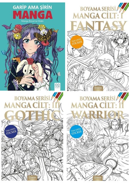 Manga Boyama Kitapları 4'lü Set