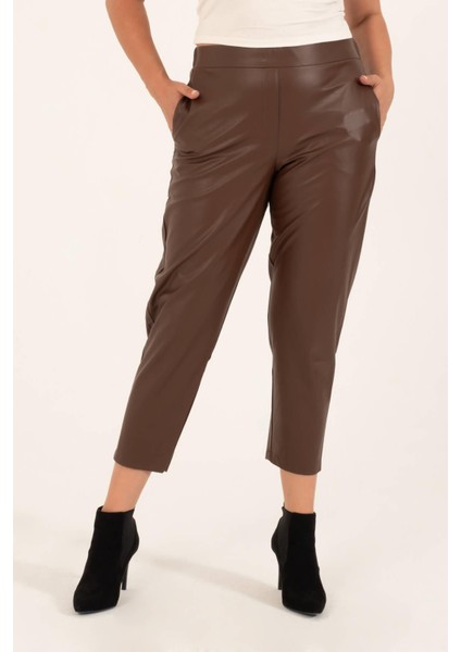 Suni Deri Beli Lastikli Cepli Pantolon modelleri