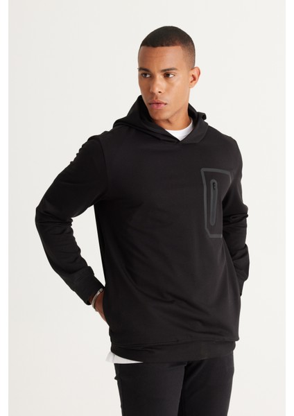 ALTINYILDIZ CLASSICS Erkek Siyah Standart Fit Normal Kesim Kapüşonlu Pamuklu Sweatshirt