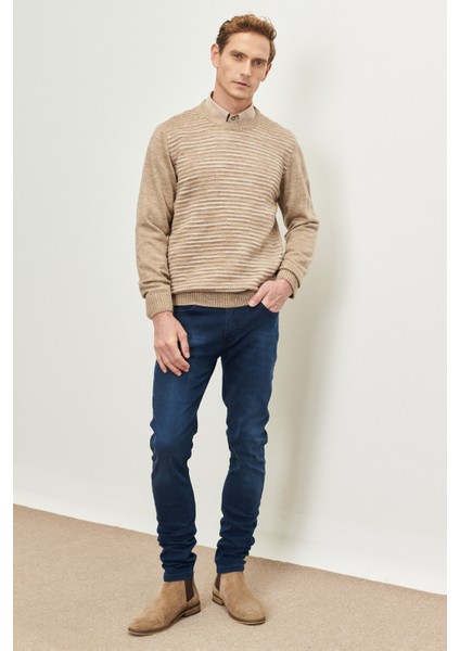 ALTINYILDIZ CLASSICS Erkek Vızon-kemık Standart Fit Normal Kesim Bisiklet Yaka Dokulu Desenli Triko Kazak fiyatları