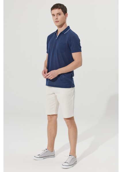 Slim Fit Dar Kesim 5 Cep Armürlü Şort