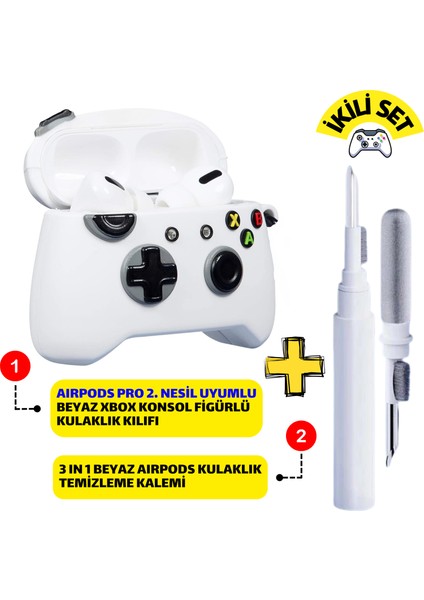 Pro 2. Nesil Uyumlu Beyaz Xbox Konsol Kulaklık Kılıfı ve Beyaz 3'ü 1 Arada Kulaklık Temizleme Kalemi
