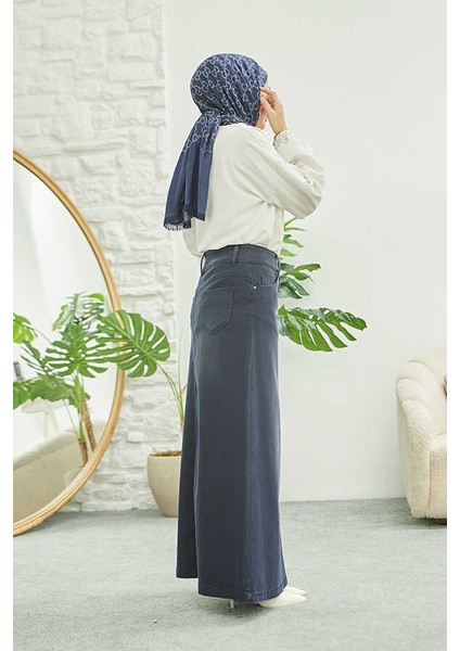2254 DENIM Klasik Etek İndigo modelleri