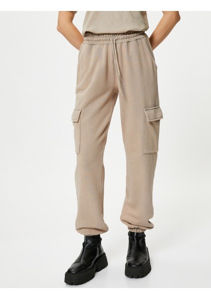 Jogger Pantolon Kargo Cepli Beli Bağcıklı