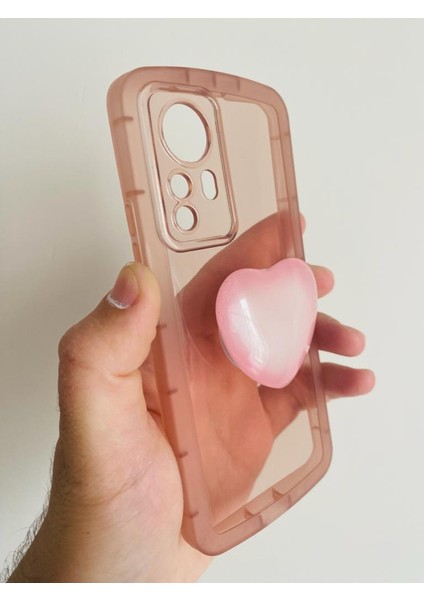 Xiaomi 12 Pro Kamera Korumalı Popsocketli Pembe Kılıf modelleri