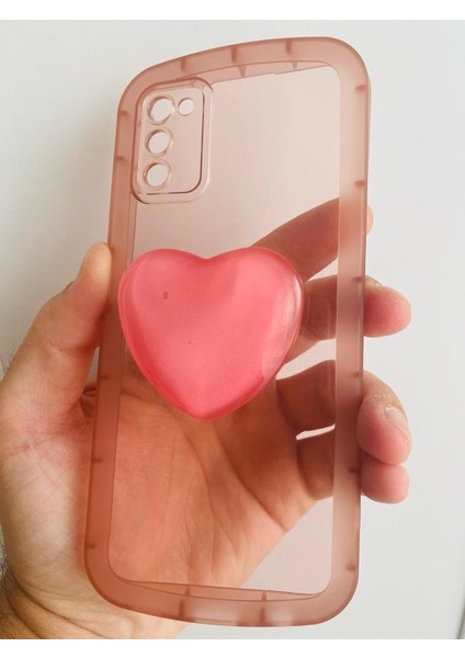Samsung Galaxy A03S Kamera Korumalı Popsocketli Pembe Kılıf