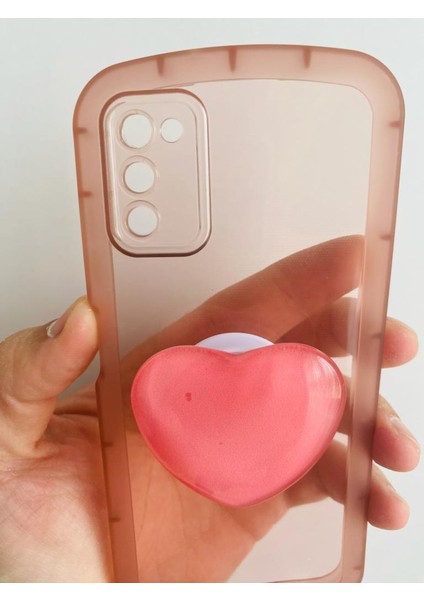 Samsung Galaxy A03S Kamera Korumalı Popsocketli Pembe Kılıf