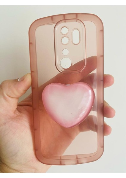 Xiaomi Redmi Note 8 Pro Kamera Korumalı Popsocketli Pembe Kılıf