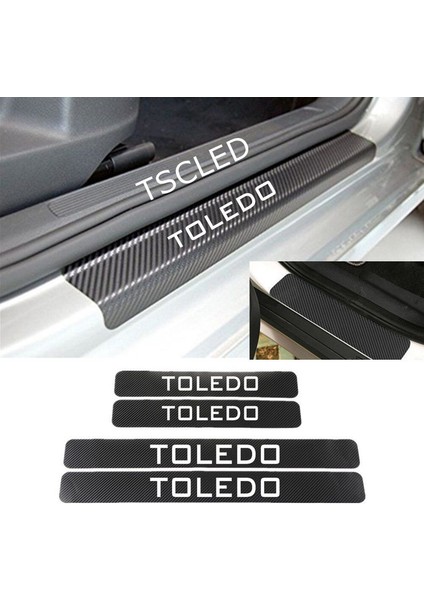 Toledo Karbon Kapı Eşiği Kaplama Sticker Yapıştırma (4 Adet) ZZ213