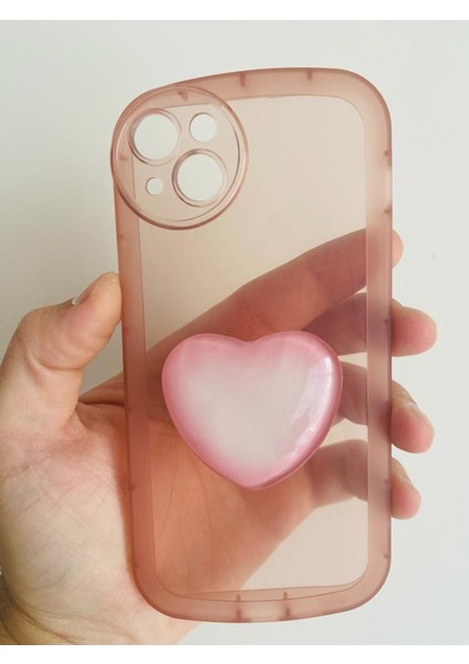 Iphone 14 Plus Kamera Korumalı Popsocketli Pembe Kılıf