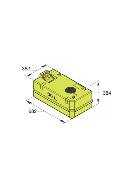 Su Tankı. Polietilen. Ø38 mm Dolum Ağızı, Ø 16MM Havalandırma 60 Litre